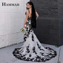 HAMMAH Elegant V Neck Wedding Dresses Mermaid Appliques Lace Spaghetti Strap Satin Court Train Robe De Mariee Customized