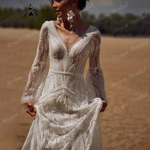robe mariee boheme Lace Long Sleeve Mermaid Wedding Dress 2025 Boho Customized Bridal Gown for Women vestidos de novia sirena