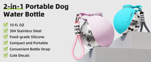 2-in-1 Portable Dog Water Bottle for Small Dogs - Leak-Proof & Compact Dog Travel Water Bottle -Stainless Steel Bottle & Silicon