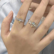 Romantic Angel and Demon Wings Couple Rings For Women Goth Fashion Moonstone Adjustable Opening Finger Men's Ring Party Jewelry