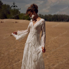 robe mariee boheme Lace Long Sleeve Mermaid Wedding Dress 2025 Boho Customized Bridal Gown for Women vestidos de novia sirena