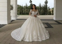 Customized 2026 Illusion Neck Church Wedding Dress Long Sleeve Robe Lace Beading Bride Dress Ball Gown Women Vestidos de novia