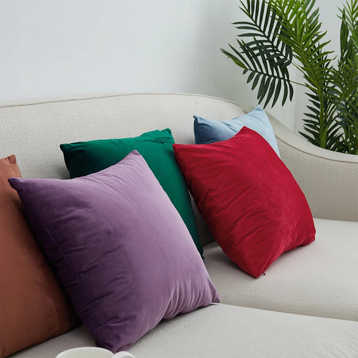 Customized Size Dutch Velvet 40/45/50/55/60cm Solid Color Pillow case Bed Sofa Cushion Cover Car Home Decoration