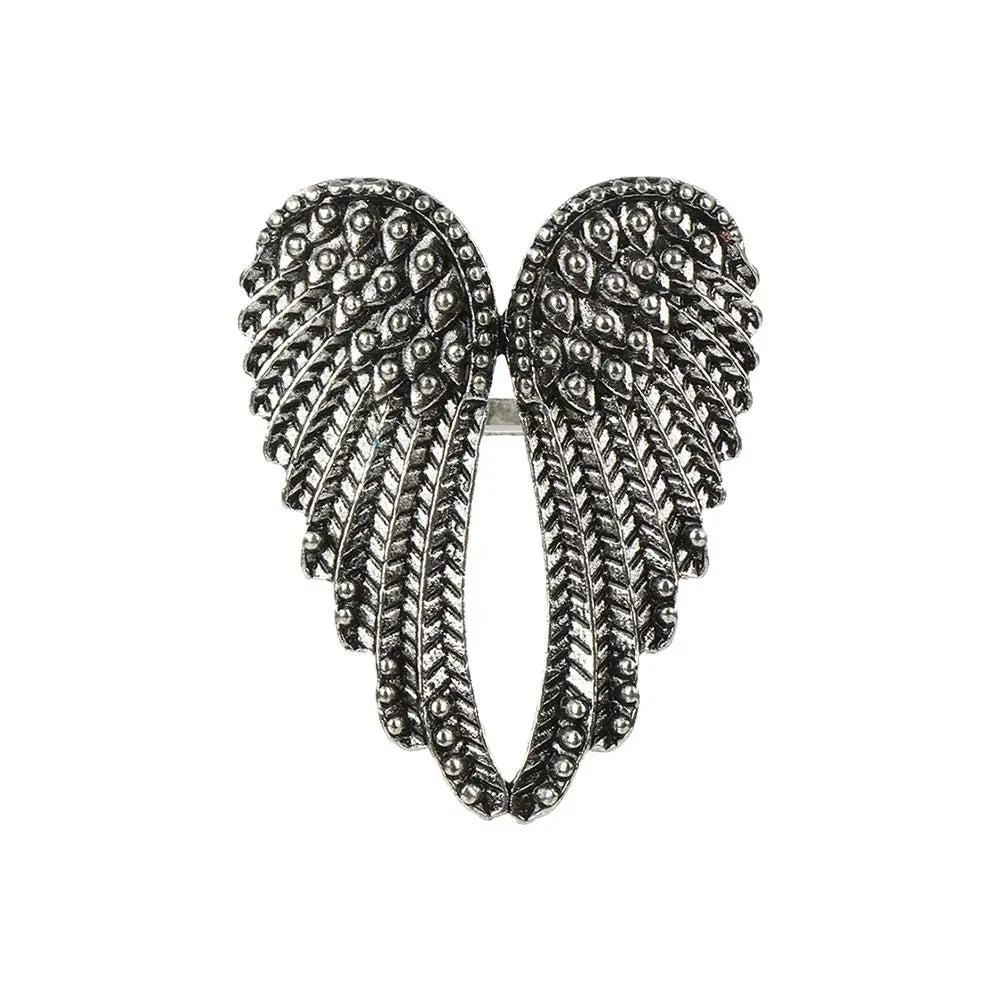 Vintage Angel Wings Metal Rings Single Big Heart Shape Wings Ring For Men Women Punk Hip Hop Party Jewelry Gift Accessories