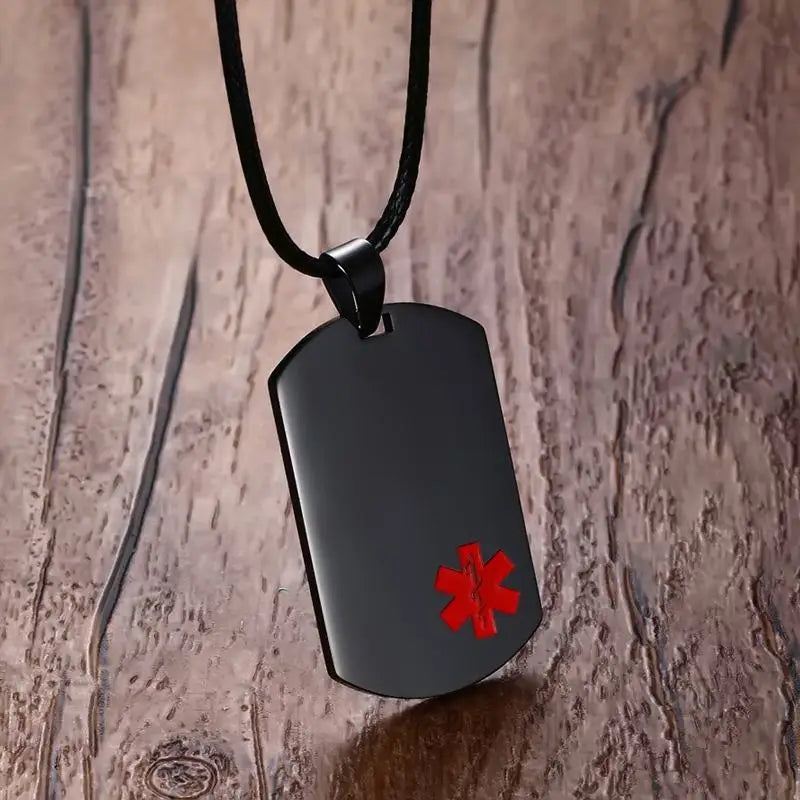 Vnox Personalized Engrave Diease Names ICE Info Medical Necklaces,Stainless Steel Dog Tag ID Pendants,Custom Health Accessory