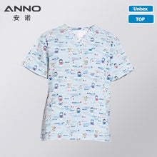 ANNO Hospital Staff Scrubs Top Medical Sanitary Nursing Uniform Dental Clinic Print Beauty Caregiver Coveralls