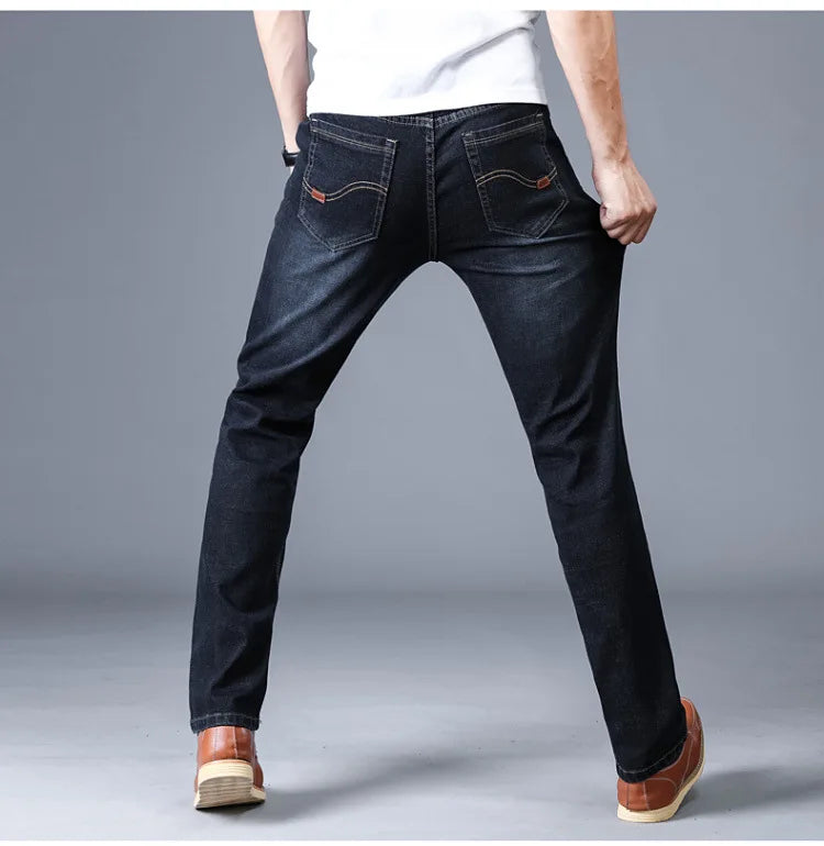 2022 New Men Stretch Jeans Male Classic Elasticity Business jeans men fashion comfortable Solid slim straight long Denim pants