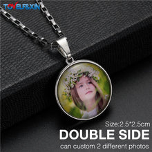 Personalized Memory Photo Pendant Double Side Customized Stainless Steel Chain Necklace for Family Members Anniversary Gift