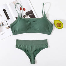 Women Seamless Bra And Panties Set Sexy Lingerie Set Low Back Bra Top High Rise Thongs Female Underwear Removable Pads