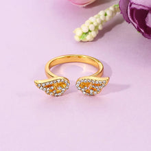 Korean Style Angel Wings Ring Adjustable Rhinestone Finger Rings For Women Silver Color Female Party Birthday Jewelry Gift