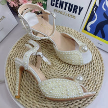 Handmade Customized Pearl Sandals Designer High Quality Fashion Wedding Dress Shoes Ladies Heels