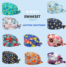 Unisex Surgical Cap Medical Working hat Animal printed Dental Beauty Salon Chef hats 100%Cotton Nurse Doctor Hospital Scrub Caps