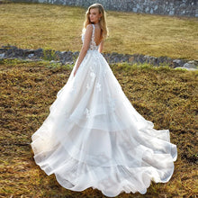 HAMMAH Elegant V Neck Wedding Dresses Mermaid Appliques Lace Spaghetti Strap Satin Court Train Robe De Mariee Customized
