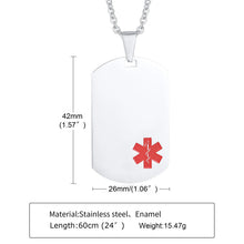 Vnox Personalized Engrave Diease Names ICE Info Medical Necklaces,Stainless Steel Dog Tag ID Pendants,Custom Health Accessory