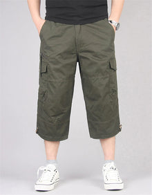 Long Length Cargo Shorts Men Summer Multi-Pocket Casual Cotton Elastic Capri Pants Men Military Tactical Short Hot Breeches  5XL