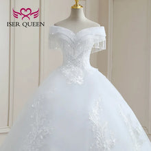Customized Crystal Beaded Tassel Wedding Dress 2026 Ball Gown Pretty Lace Plus Size Europe Style Bride Dress For Woman WX0268
