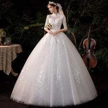 High Neck Wedding Dress 2024 Luxury Three Quarter Sleeve Lace Up Ball Gown Vestido De Noiva Plus Size Customized