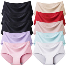 TrowBridge 10PCS/Set Women's Panties Solid Seamless Underwear Plus Size Comfortable Briefs Silk Satin Lingerie Health Underpants