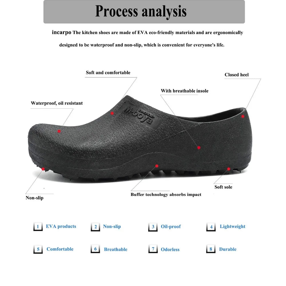 Hotel Kitchen Clogs Non-slip Chef Shoes Casual Flat Work Shoes Breathable Resistant Kitchen Cook Working Shoes Zapatos De Hombre
