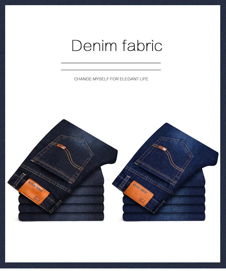 2022 New Men Stretch Jeans Male Classic Elasticity Business jeans men fashion comfortable Solid slim straight long Denim pants
