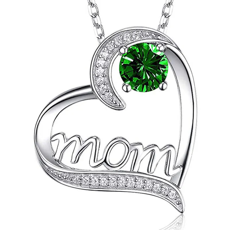 Huitan Mother's Day Necklace for Mom Luxury Trendy Craved Pendant Necklace Pink Flower Aesthetic Neck Accessories Love Jewelry