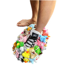 Custom DIY Sneaker Sport Slippers for Girls Cute Bear Animal Plush Decor Thick Cotton Fur Home Shoes Anti Slip for Autumn Winter