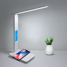 LAOPAO 10W QI Wireless Charging LED Desk Lamp With Calendar Temperature Alarm Clock Eye Protect Study Business Light Table Lamp