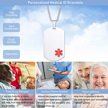 Vnox Personalized Engrave Diease Names ICE Info Medical Necklaces,Stainless Steel Dog Tag ID Pendants,Custom Health Accessory