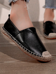 Jute Sole Luxury Slip on Loafer Walking Style Breathable PU Leather Shoes Espadrilles Men Shoes
