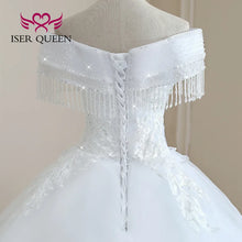 Customized Crystal Beaded Tassel Wedding Dress 2026 Ball Gown Pretty Lace Plus Size Europe Style Bride Dress For Woman WX0268