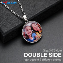 Personalized Memory Photo Pendant Double Side Customized Stainless Steel Chain Necklace for Family Members Anniversary Gift