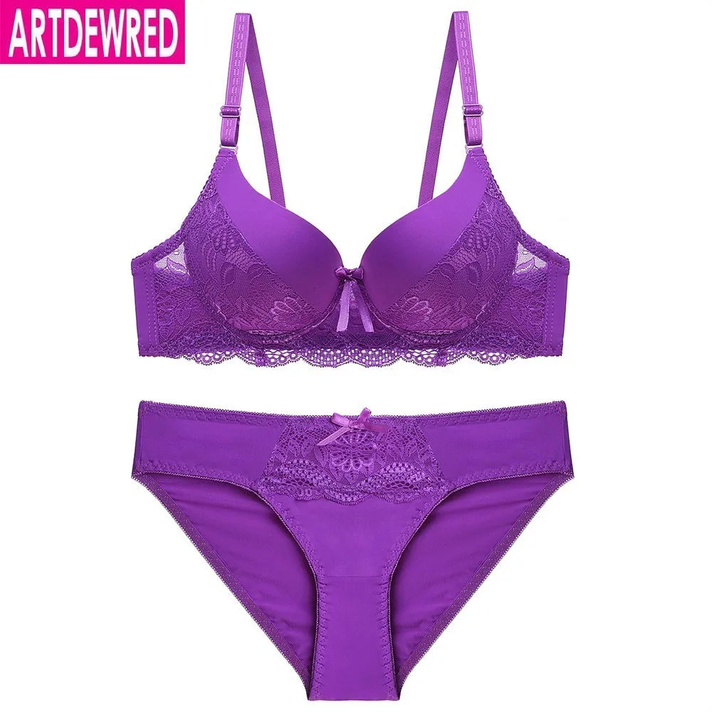 Sexy Lace Bra Sets For Women Bra Comfortable Underwear Set Solid Crop Top Female Lingerie Set Brassiere Bra and Panty Sets