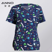 ANNO Hospital Staff Scrubs Top Medical Sanitary Nursing Uniform Dental Clinic Print Beauty Caregiver Coveralls