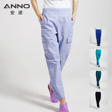 ANNO Multi function Nurse Uniform Bottoms Cotton More Pockets Work Trouser Dental SPA Nursing Scrub Pants
