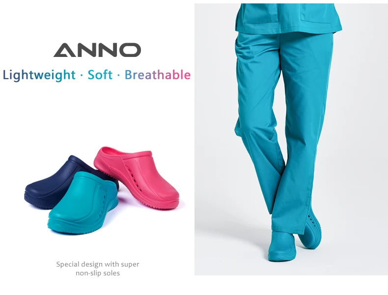 ANNO Soft Work Breathable Shoes for Women Men Light Nurse Clog Anti-slip Slipper Flat Hospital Kitchen Beatuty Salon