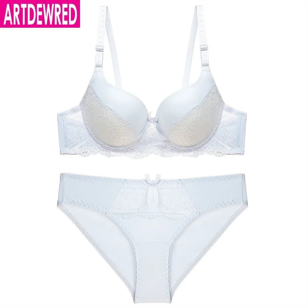 Sexy Lace Bra Sets For Women Bra Comfortable Underwear Set Solid Crop Top Female Lingerie Set Brassiere Bra and Panty Sets