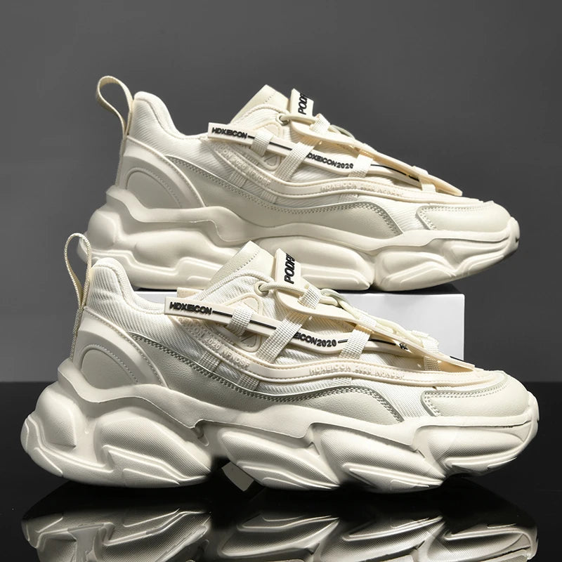 High Quality Breathable Damping Sports Shoes for Men Thick Sole Chunky Sneakers Platform Soft for Summer Walking Running