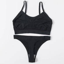 Women Seamless Bra And Panties Set Wire Free Bralette High Leg Cut Thongs Comfort Ribbed Unlined Ladies Sexy Lingerie Set
