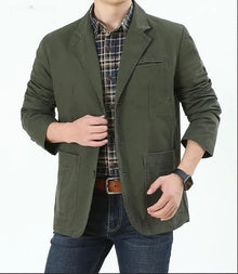 Blazer droit lavable pour homme, veste de costume, veste militaire décontractée, vêtement d'extérieur
