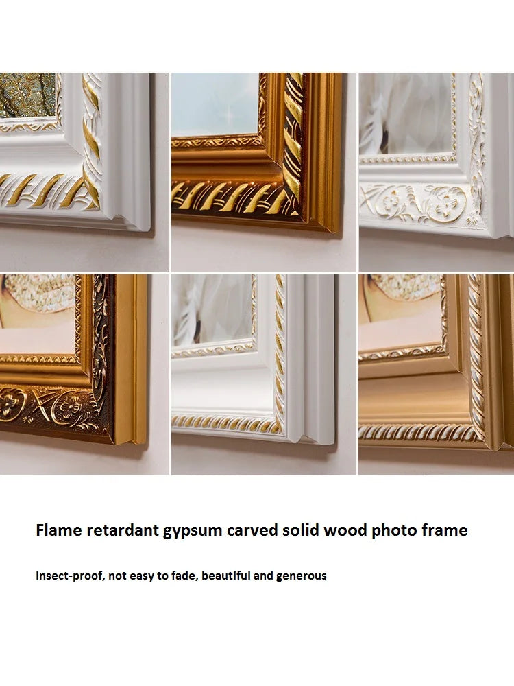 Mounted Retro European Solid Wood Oil Painting Photo Frame, Outside Frame, Advertising Picture Poster Frame, Custom Frame
