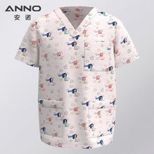 ANNO Hospital Staff Scrubs Top Medical Sanitary Nursing Uniform Dental Clinic Print Beauty Caregiver Coveralls