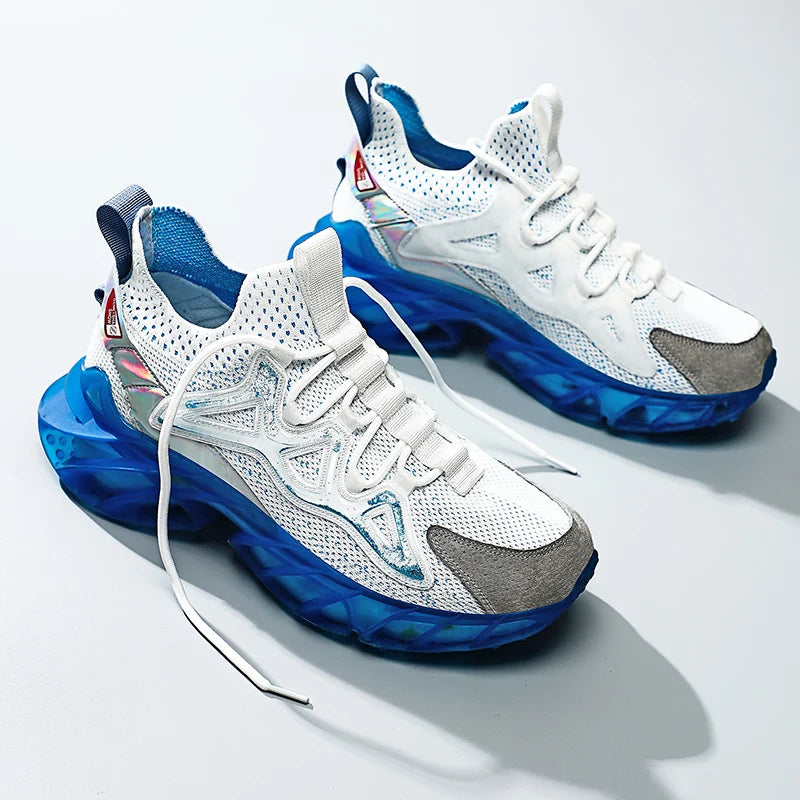 Dropshipping New Design Brand Logo Custom Men Fashion Casual Sneakers Height Increasing Blade Mesh Sports Running Shoes for Man