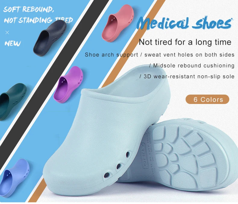 Soft Doctors Nurses Shoes EVA Anti-slip Clogs Operating Room Lab Slippers Chef Work Flat flip flop Suitable for Long Standing
