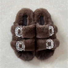 Summer Women Mink Fur Slippers Woman Luxury 2026 Women's Sandals Outdoor Fashion Casual Shoes Fur Mule Shoes Opentoed Slides