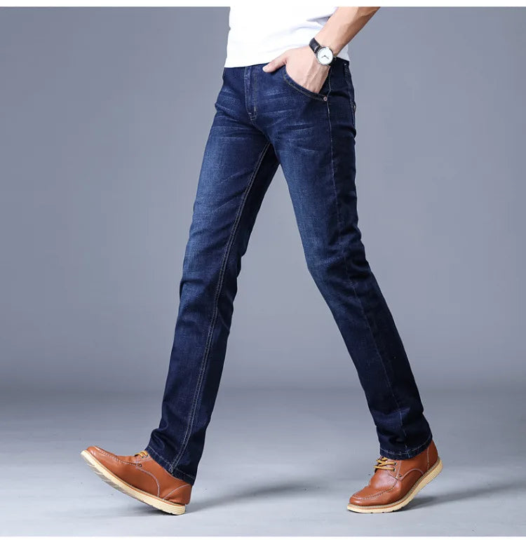 2022 New Men Stretch Jeans Male Classic Elasticity Business jeans men fashion comfortable Solid slim straight long Denim pants
