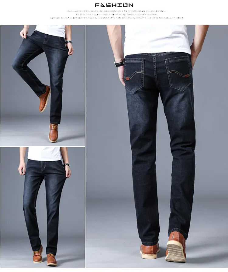 2022 New Men Stretch Jeans Male Classic Elasticity Business jeans men fashion comfortable Solid slim straight long Denim pants