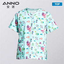 ANNO Hospital Staff Scrubs Top Medical Sanitary Nursing Uniform Dental Clinic Print Beauty Caregiver Coveralls