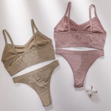 Women Seamless Bra And Panties Set Wire Free Bralette High Leg Cut Thongs Comfort Ribbed Unlined Ladies Sexy Lingerie Set