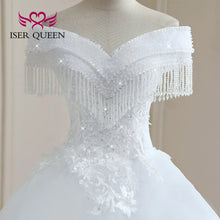 Customized Crystal Beaded Tassel Wedding Dress 2026 Ball Gown Pretty Lace Plus Size Europe Style Bride Dress For Woman WX0268