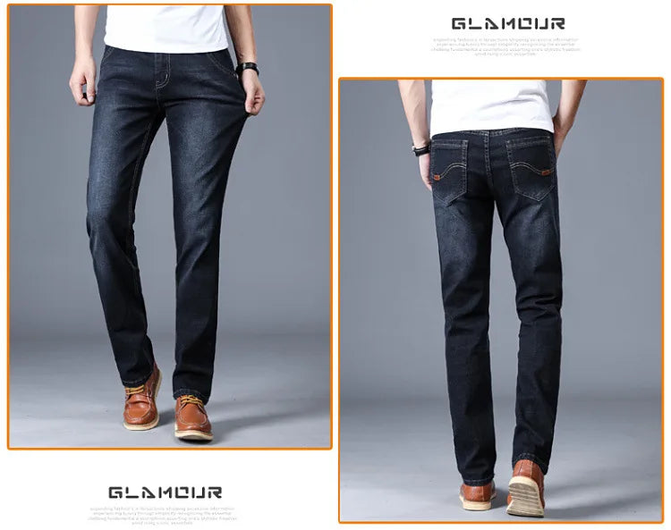 2022 New Men Stretch Jeans Male Classic Elasticity Business jeans men fashion comfortable Solid slim straight long Denim pants